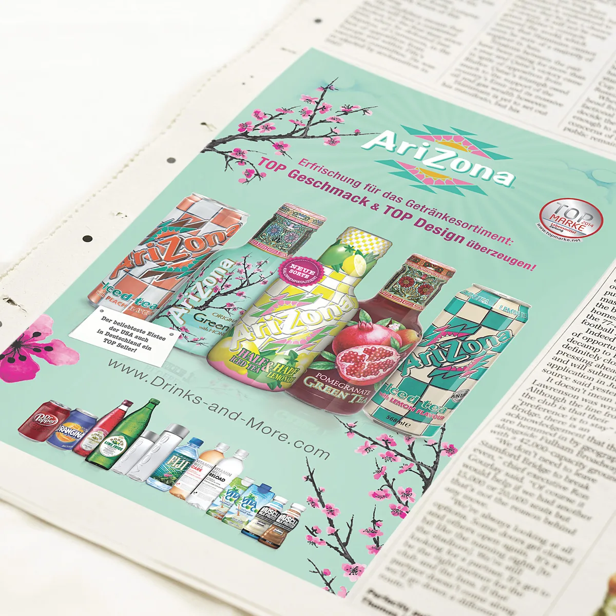 AriZona Eistee Anzeige – Print-Werbeanzeige für die Deutschland-Kampagne