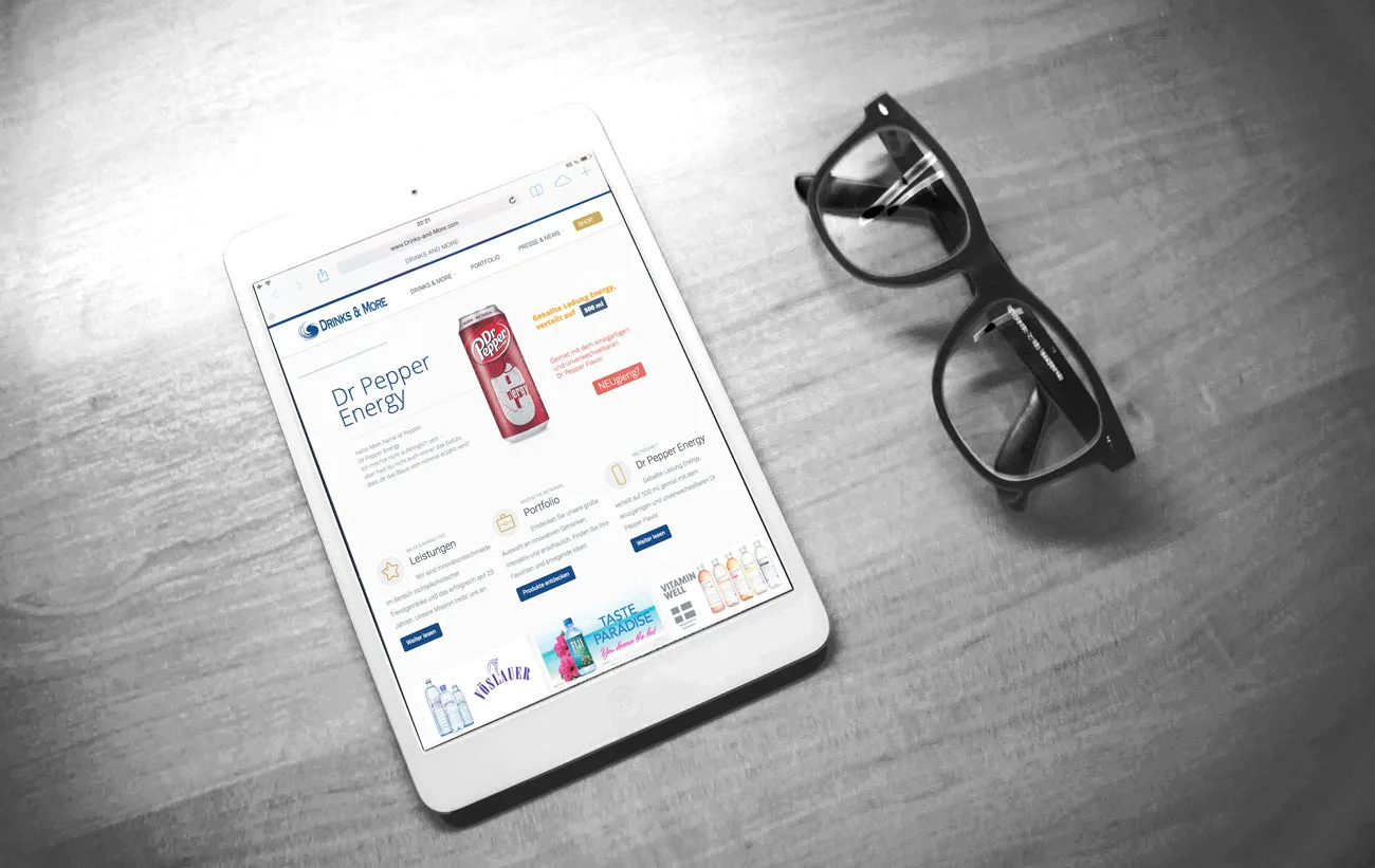 Drinks and More Website – iPad-Ansicht des eCommerce Webshops
