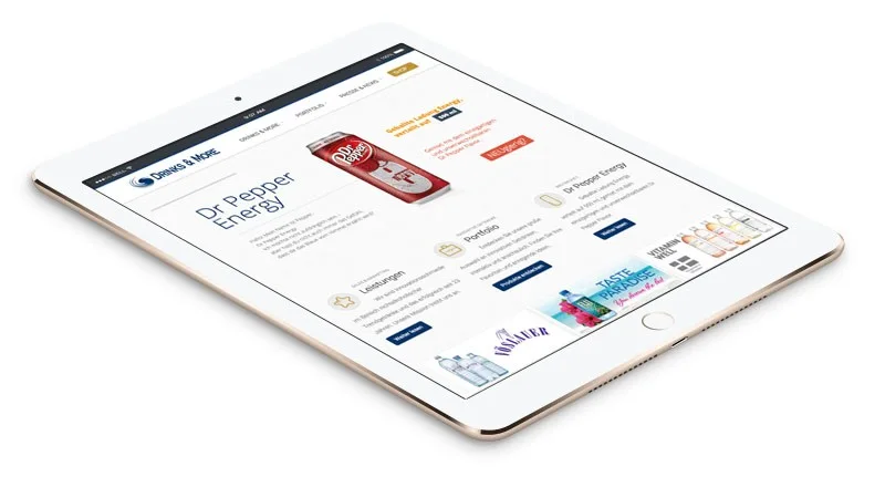 Drinks and More Website – responsive Ansicht auf dem iPad