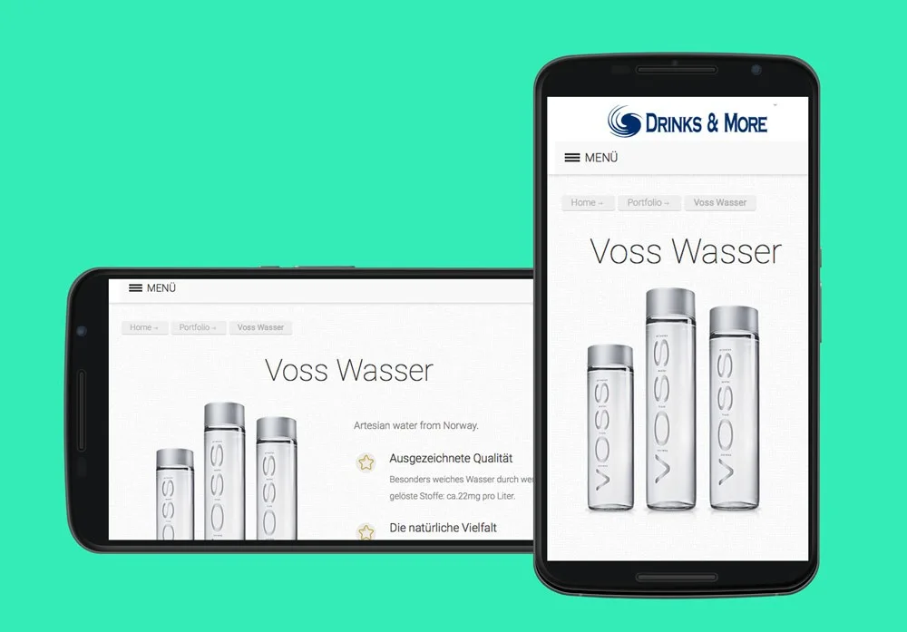Drinks and More WebShop – Screenshot der eCommerce Plattform