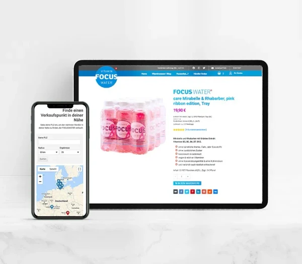 FocusWater VitaminWasser Produktfoto – Produktpräsentation für die Markteinführung in Deutschland