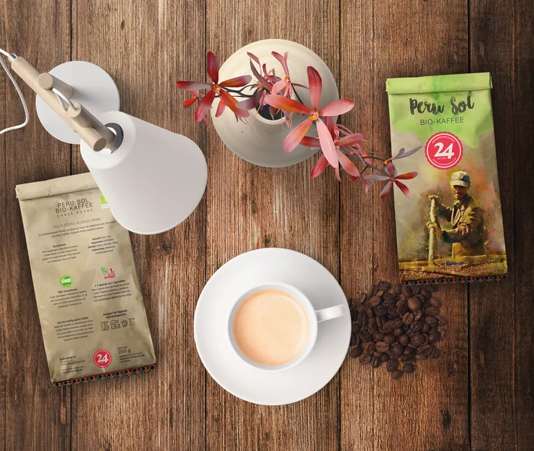 KaffeeShop 24 Eco Kaffee Verpackungen – nachhaltiges Verpackungsdesign für Peru Sol & La Sombra Bio Kaffee