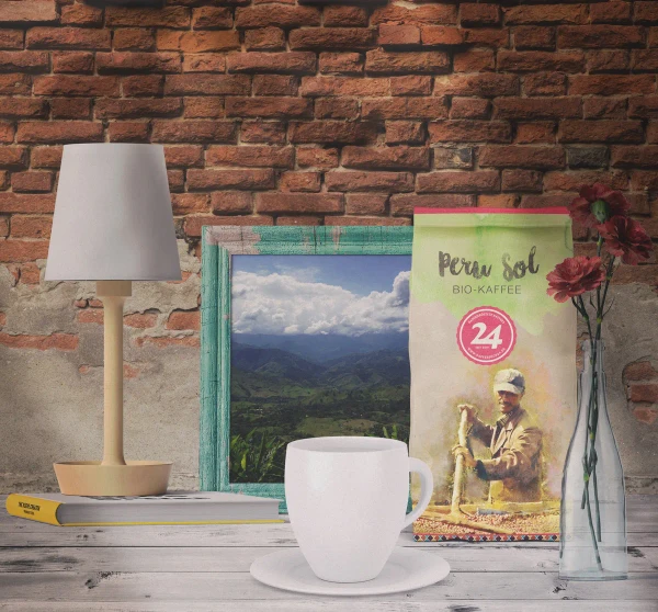 KaffeeShop 24 Peru Sol Bio Kaffee – nachhaltiges Verpackungsdesign aus kompostierbarem Material