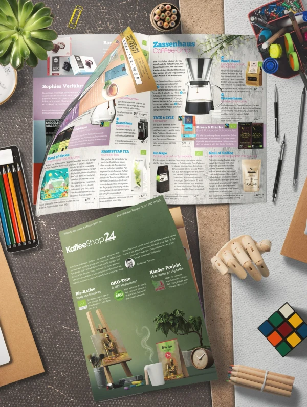 KaffeeShop 24 Kaffee-Flyer – Printdesign für flyerbasierte Promotion