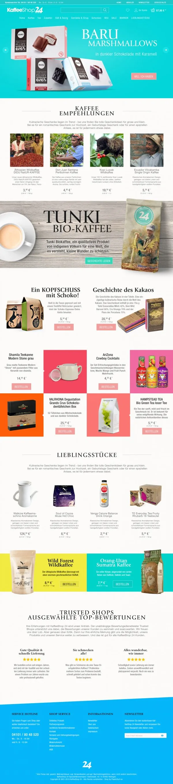 KaffeeShop 24 Shop Layout – eCommerce Design für B2B & B2C