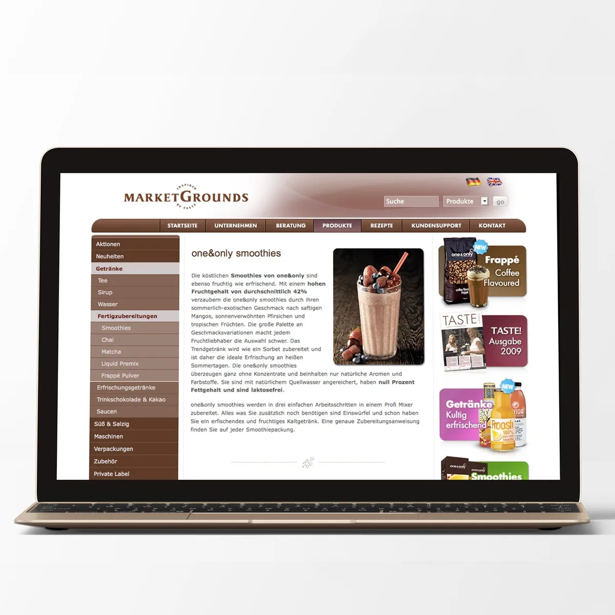 Market Grounds WebShop Website Design – CMS-Umsetzung mit Corporate Identity und mehrsprachigem Layout