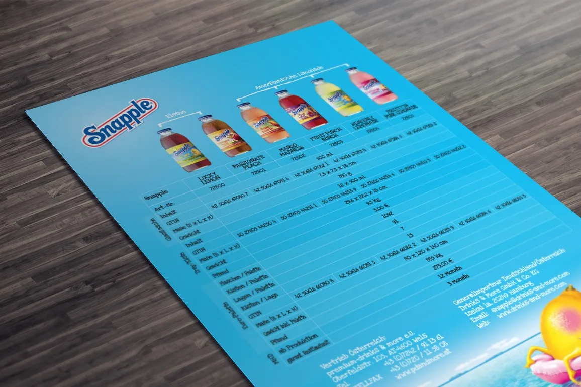 Snapple Limonade Marketing Flyer – Printwerbung mit cleverem Storytelling