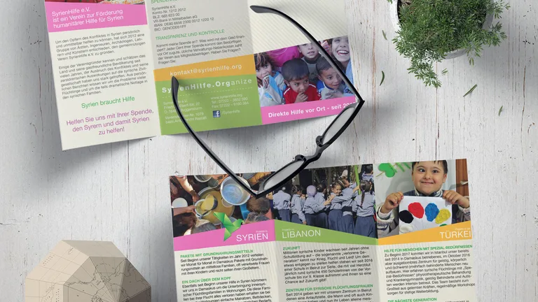 SyrienHilfe Klassische Werbung – Flyer für humanitäre Hilfe in Syrien